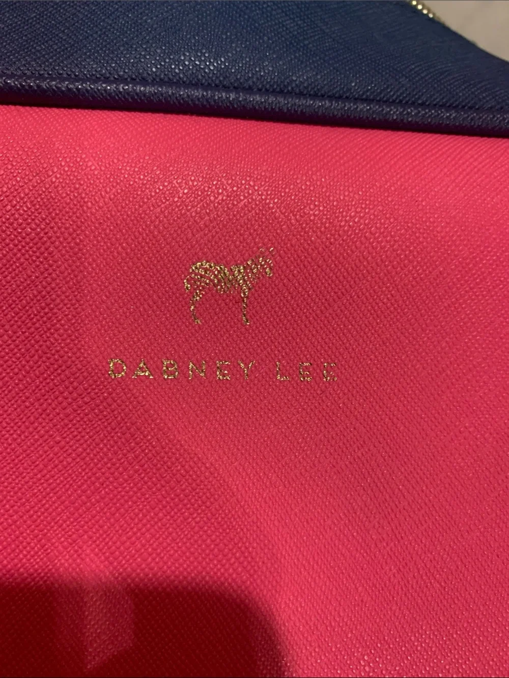Dabney Lee Pink and Navy Cosmetic Travel Bag Duo